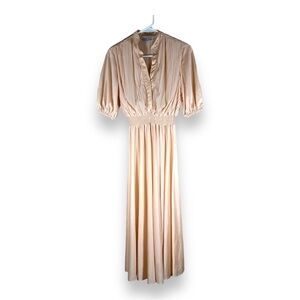SMALL VINTAGE SAMUEL BLUE BRAND DRESS PASTEL PINK PEACH STRETCH